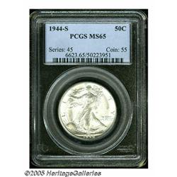 1944-S 50C MS65 PCGS. Highly lustrous example wit
