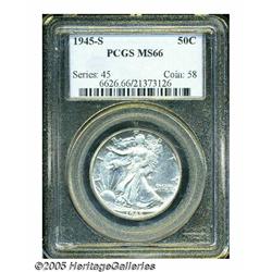 1945-S 50C MS66 Prooflike PCGS. Knob S mintmark. 