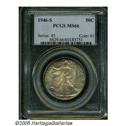 1946-S 50C MS66 PCGS. Dappled gold-beige, sky-blu