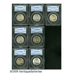 1951-S 50C MS66 PCGS, Lovely mottled violet-orang