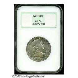 1961 50C MS66 NGC. A moderately toned and flashy 