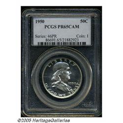1950 50C PR65 Cameo PCGS. Stark cameo example wit