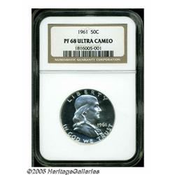 1961 50C PR68 Deep Cameo NGC. The frosted devices