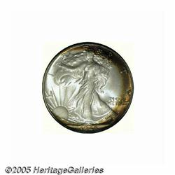 1946 50C MS68 S NGC. Crescents of deep orange, se