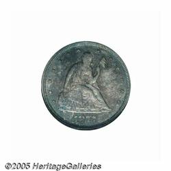 1877 20C PR67 NGC. Toned with deep blue and russe