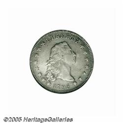 1795 S$1 Flowing Hair, Two Leaves AU58 NGC. B-9, 