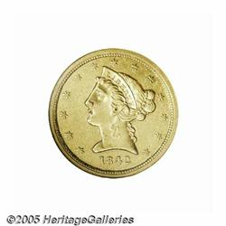 1842-C $5 Small Date AU55 NGC. Variety 4-C, Die S