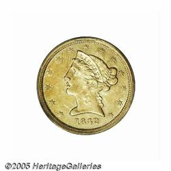 1842-C $5 Small Date AU58 PCGS. Variety 4-C, the 