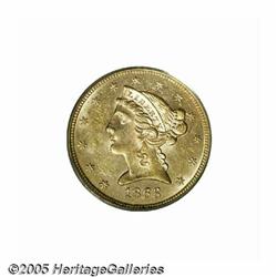 1866 $5 MS61 PCGS. The first year of the only maj