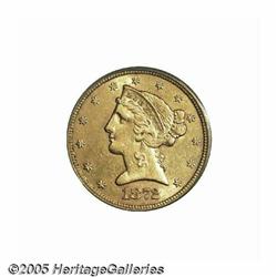 1872-CC $5 AU55 PCGS. Winter 1-A. The 1872-CC is 