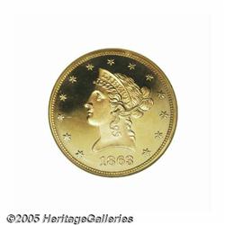 1863 $10 PR64 Cameo NGC. A regal coin which is gr