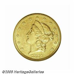 1854-O $20 AU58 NGC. Lovely reddish-orange surfac