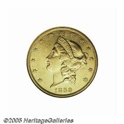 1859-O $20 AU55 NGC. With a mintage of just 9,100