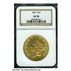 Image 3 : 1863 $20 AU58 NGC. Well defined save for a bit of