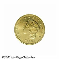 1864-S $20 MS62 NGC. Bright and satiny with fewer