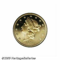 1892 $20 PR65 Deep Cameo PCGS. Only 93 proofs wer
