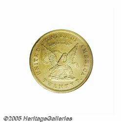 1853 $20 Assay Office Twenty Dollar, 900 Thous. M