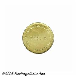 (1849) $10 Miners' Bank Ten Dollars. AU58 PCGS. K