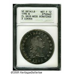 1795 S$1 Flowing Hair, Three Leaves--Neck Scratch