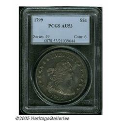 1799 S$1 AU53 PCGS. B-10, BB-163, R.2. Die State 