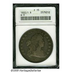1802/1 S$1 Wide Date Fine 15 ANACS. B-9, BB-235, 