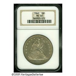 1840 S$1 MS60 NGC. Well struck and lightly toned,