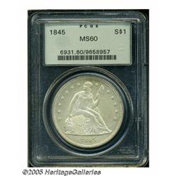1845 S$1 MS60 PCGS. The 1845 Seated dollar is a c