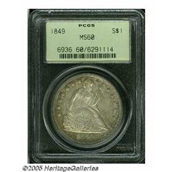 1849 S$1 MS60 PCGS. Rich golden-brown and russet 