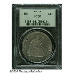 1867 S$1 MS60 PCGS. Breen-5478, 1867 Over Smaller
