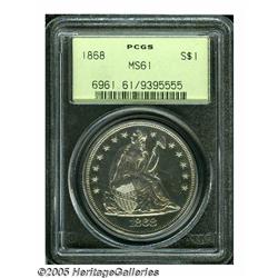 1868 S$1 MS61 PCGS. Fully struck with watery, dee