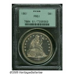 1861 S$1 PR61 PCGS. The listed proof mintage of t