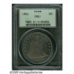 1862 S$1 PR61 PCGS. Rich multicolored iridescence