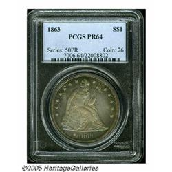 1863 S$1 PR64 PCGS. Moderately toned in varying s