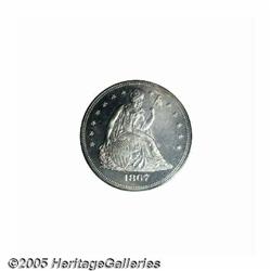 1867 S$1 PR63 PCGS. Light sky-blue and tan hues a