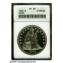 1868 S$1 PR60 ANACS. Bright and highly reflective