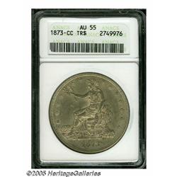 1873-CC T$1 AU55 ANACS. A low mintage and elusive