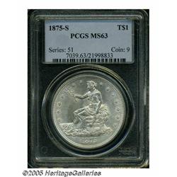 1875-S T$1 MS63 PCGS. Type One Reverse. The most 