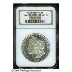 1878 7/8TF S$1 Strong MS65 Prooflike NGC. VAM-38.