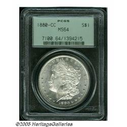 1880-CC S$1 MS64 PCGS. Lustrous, nearly white exa