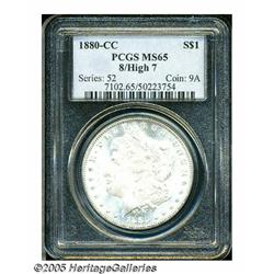 1880-CC S$1 8 Over High 7 MS65 PCGS. VAM-5. A Top