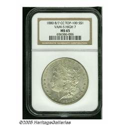 1880-CC S$1 8 Over High 7 MS65 NGC. VAM-5, A Top 