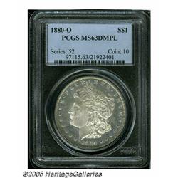 1880-O S$1 MS63 Deep Mirror Prooflike PCGS. Frost