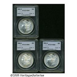 1880-S S$1 MS66 PCGS; 1881-S MS66 PCGS; and an 18