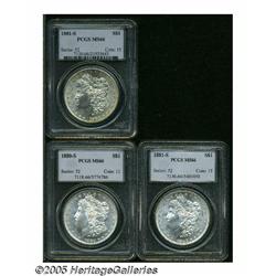 1880-S S$1 MS66 PCGS; 1881-S MS66 PCGS; and an 1 