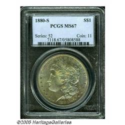 1880-S S$1 MS67 PCGS. The bright, frosted mint lu