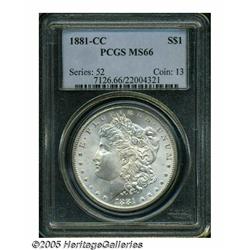 1881-CC S$1 MS66 PCGS. Attractive frosty cartwhee