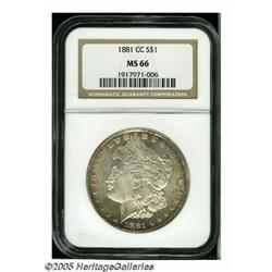 1881-CC S$1 MS66 NGC. Sharply struck, with all of
