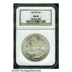 1881-CC S$1 MS66 NGC. Superb-Gem example with car