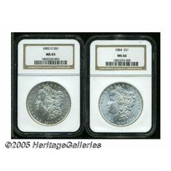 1882-O S$1 MS65 NGC, and an 1884 MS66 NGC, bot 18