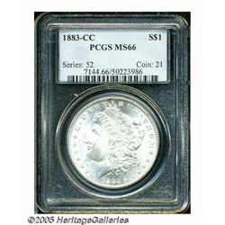 1883-CC S$1 MS66 PCGS. This virtually white Morga